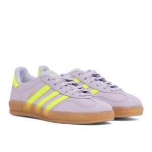 Adidas Women's Lilac and Neon Yellow Sneakers